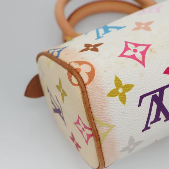 LOUIS VUITTON Monogram Multicolor Mini Speedy Hand Bag White M92645 Auth EC767AV