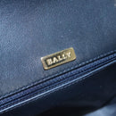 BALLY Shoulder Bag Leather Navy Gold Auth EC776-18