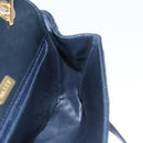 BALLY Shoulder Bag Leather Navy Gold Auth EC776-19