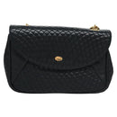 BALLY Shoulder Bag Leather Navy Gold Auth EC776-13