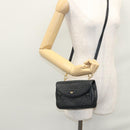 BALLY Shoulder Bag Leather Navy Gold Auth EC776-22