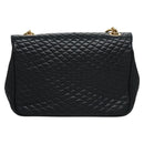 BALLY Shoulder Bag Leather Navy Gold Auth EC776-2
