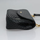 BALLY Shoulder Bag Leather Navy Gold Auth EC776-3