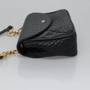 BALLY Shoulder Bag Leather Navy Gold Auth EC776-4