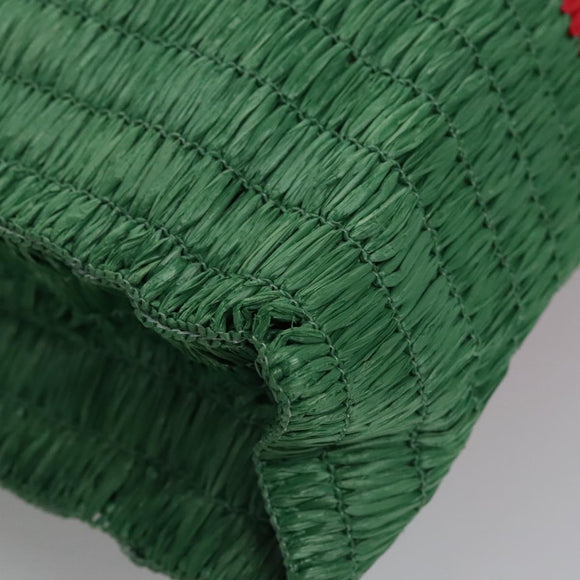 GUCCI Web Sherry Line Hand Bag Raffia Red Green 524810 Auth EC781V