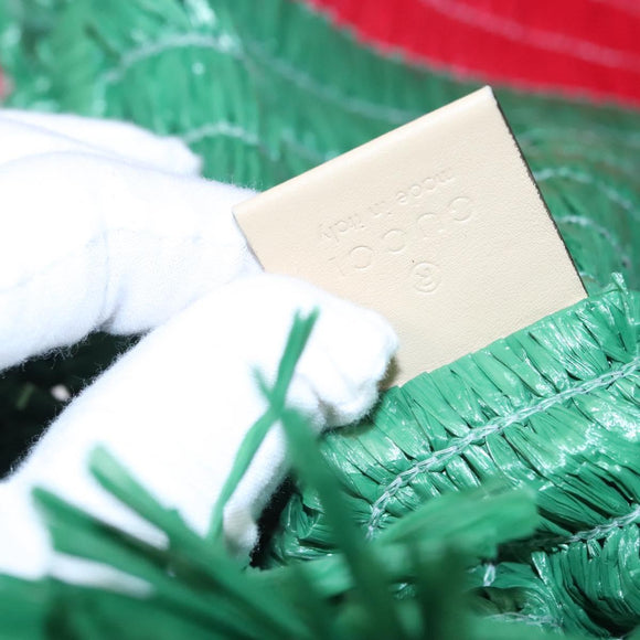 GUCCI Web Sherry Line Hand Bag Raffia Red Green 524810 Auth EC781V