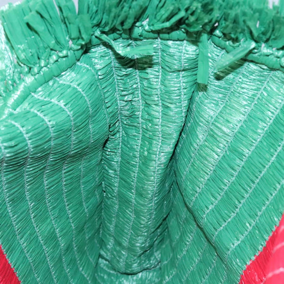 GUCCI Web Sherry Line Hand Bag Raffia Red Green 524810 Auth EC781V