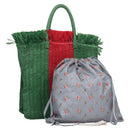GUCCI Web Sherry Line Hand Bag Raffia Red Green 524810 Auth EC781V-1