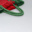 GUCCI Web Sherry Line Hand Bag Raffia Red Green 524810 Auth EC781V-7