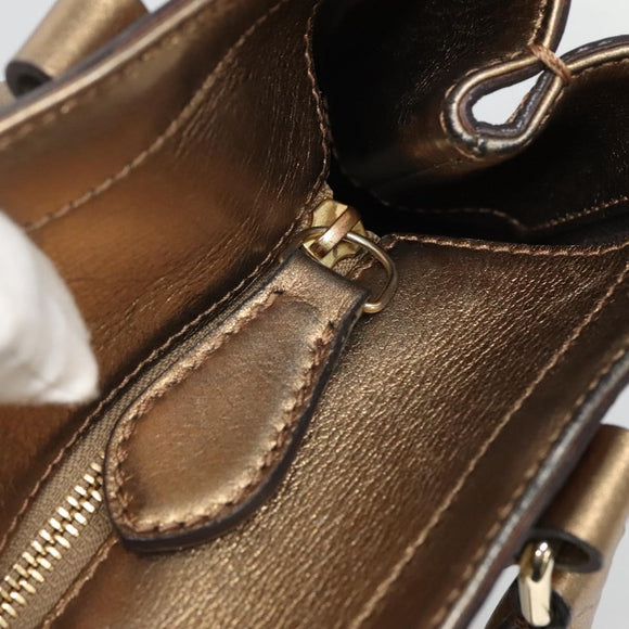 BURBERRY Nova Check Hand Bag PVC Leather Beige gold Auth EC786