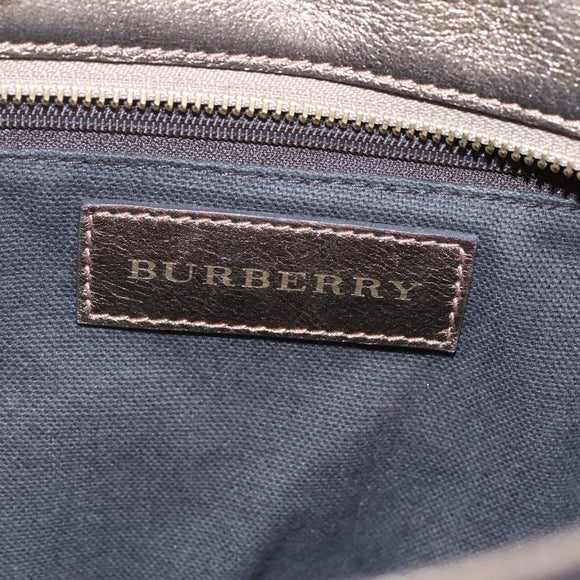 BURBERRY Nova Check Hand Bag PVC Leather Beige gold Auth EC786