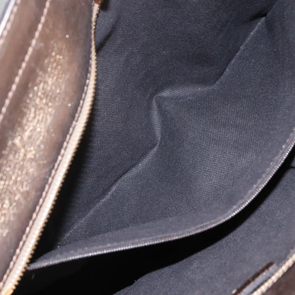 BURBERRY Nova Check Hand Bag PVC Leather Beige gold Auth EC786