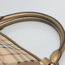 BURBERRY Nova Check Hand Bag PVC Leather Beige gold Auth EC786-8