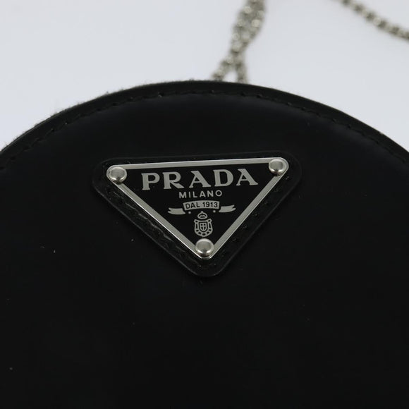 PRADA Chain Shoulder Bag Leather Black Auth EC795V