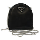 PRADA Chain Shoulder Bag Leather Black Auth EC795V-1
