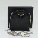 PRADA Chain Shoulder Bag Leather Black Auth EC795V-12
