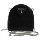 PRADA Chain Shoulder Bag Leather Black Auth EC795V-13