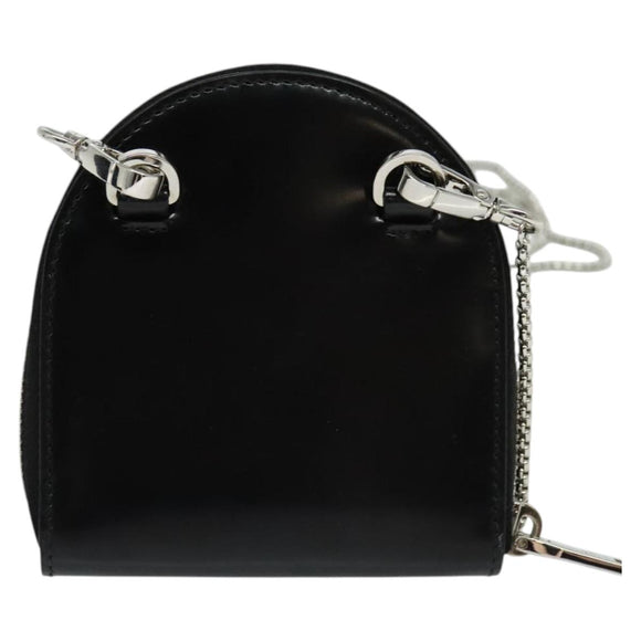 PRADA Chain Shoulder Bag Leather Black Auth EC795V