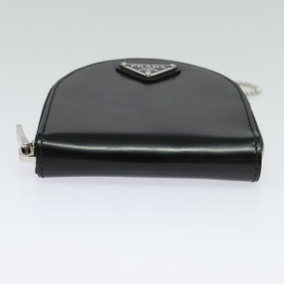 PRADA Chain Shoulder Bag Leather Black Auth EC795V