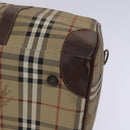 Burberrys Nova Check Boston Bag PVC 2way Beige Gold Auth EC805-9