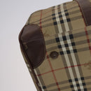 Burberrys Nova Check Boston Bag PVC 2way Beige Gold Auth EC805-14