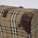 Burberrys Nova Check Boston Bag PVC 2way Beige Gold Auth EC805-15