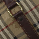 Burberrys Nova Check Boston Bag PVC 2way Beige Gold Auth EC805-11