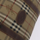 Burberrys Nova Check Boston Bag PVC 2way Beige Gold Auth EC805-17