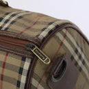 Burberrys Nova Check Boston Bag PVC 2way Beige Gold Auth EC805-10