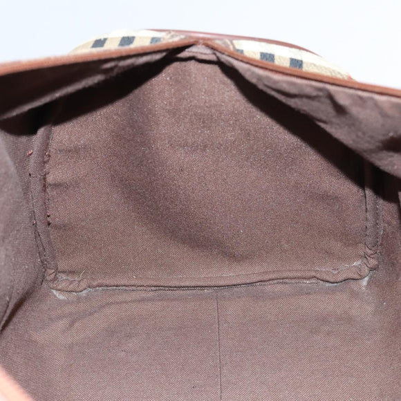 Burberrys Nova Check Boston Bag PVC 2way Beige Gold Auth EC805