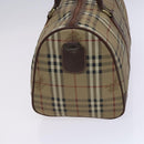 Burberrys Nova Check Boston Bag PVC 2way Beige Gold Auth EC805-3