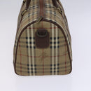 Burberrys Nova Check Boston Bag PVC 2way Beige Gold Auth EC805-4