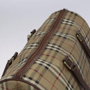 Burberrys Nova Check Boston Bag PVC 2way Beige Gold Auth EC805-6