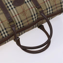 Burberrys Nova Check Boston Bag PVC 2way Beige Gold Auth EC805-7