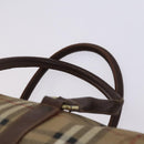 Burberrys Nova Check Boston Bag PVC 2way Beige Gold Auth EC805-8