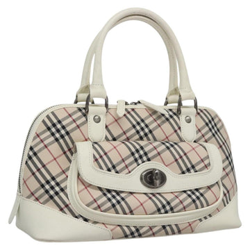 BURBERRY Nova Check Hand Bag Canvas Beige White Auth EC813