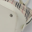 BURBERRY Nova Check Hand Bag Canvas Beige White Auth EC813-16