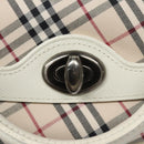 BURBERRY Nova Check Hand Bag Canvas Beige White Auth EC813-10