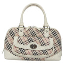 BURBERRY Nova Check Hand Bag Canvas Beige White Auth EC813-13