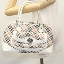 BURBERRY Nova Check Hand Bag Canvas Beige White Auth EC813-23