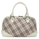 BURBERRY Nova Check Hand Bag Canvas Beige White Auth EC813-2