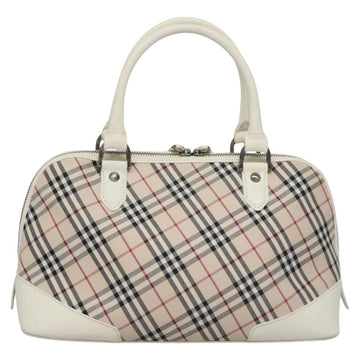 BURBERRY Nova Check Hand Bag Canvas Beige White Auth EC813 - 0