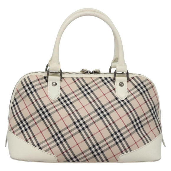 BURBERRY Nova Check Hand Bag Canvas Beige White Auth EC813
