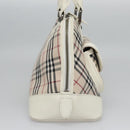 BURBERRY Nova Check Hand Bag Canvas Beige White Auth EC813-4