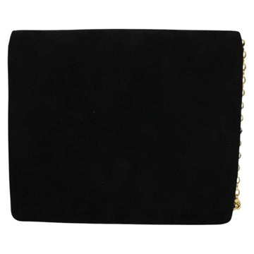 Salvatore Ferragamo Chain Shoulder Bag Suede Black Gold Auth EC847 - 0