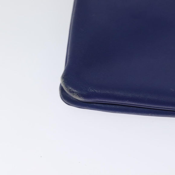 CELINE Trio Shoulder Bag Leather Blue Gold Auth EC863