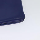 CELINE Trio Shoulder Bag Leather Blue Gold Auth EC863-16