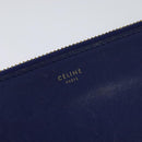 CELINE Trio Shoulder Bag Leather Blue Gold Auth EC863-17