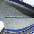 CELINE Trio Shoulder Bag Leather Blue Gold Auth EC863-11