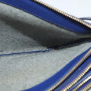 CELINE Trio Shoulder Bag Leather Blue Gold Auth EC863-18